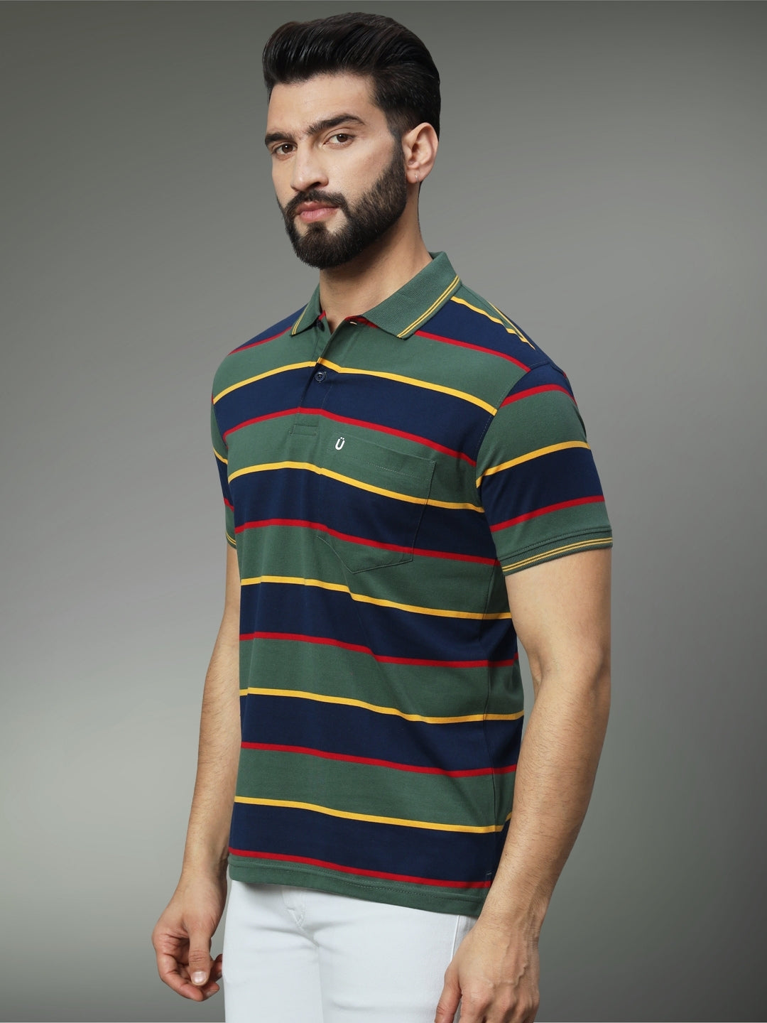 Men Striped Polo