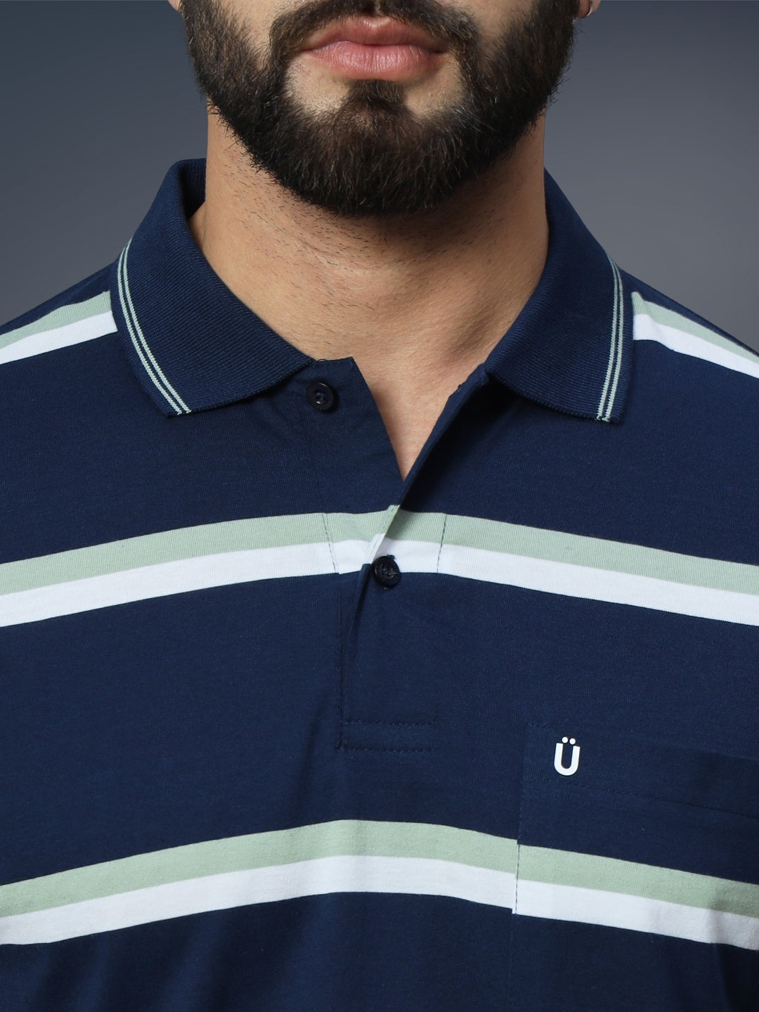 Men Striped Polo