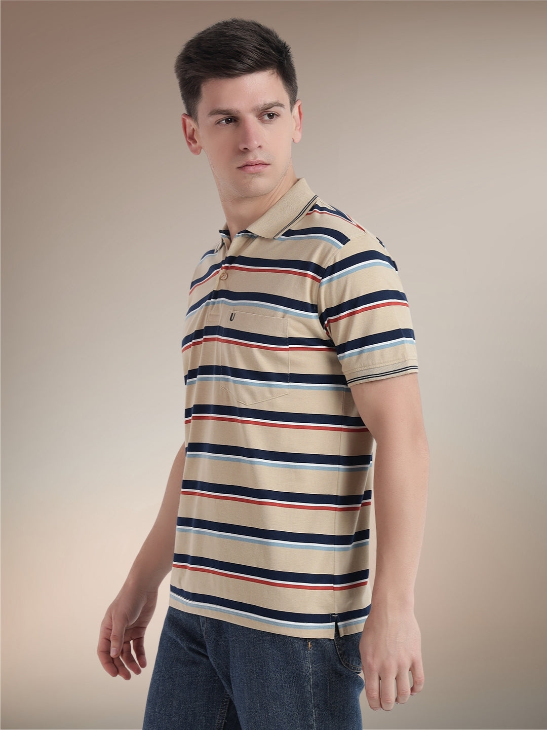 Men Striped Polo