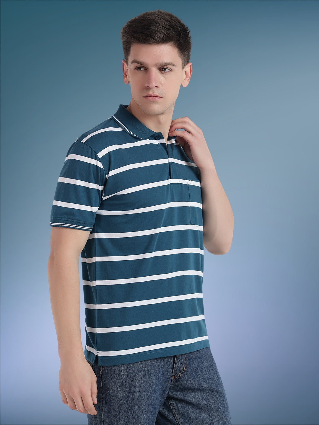 Men Striped Polo