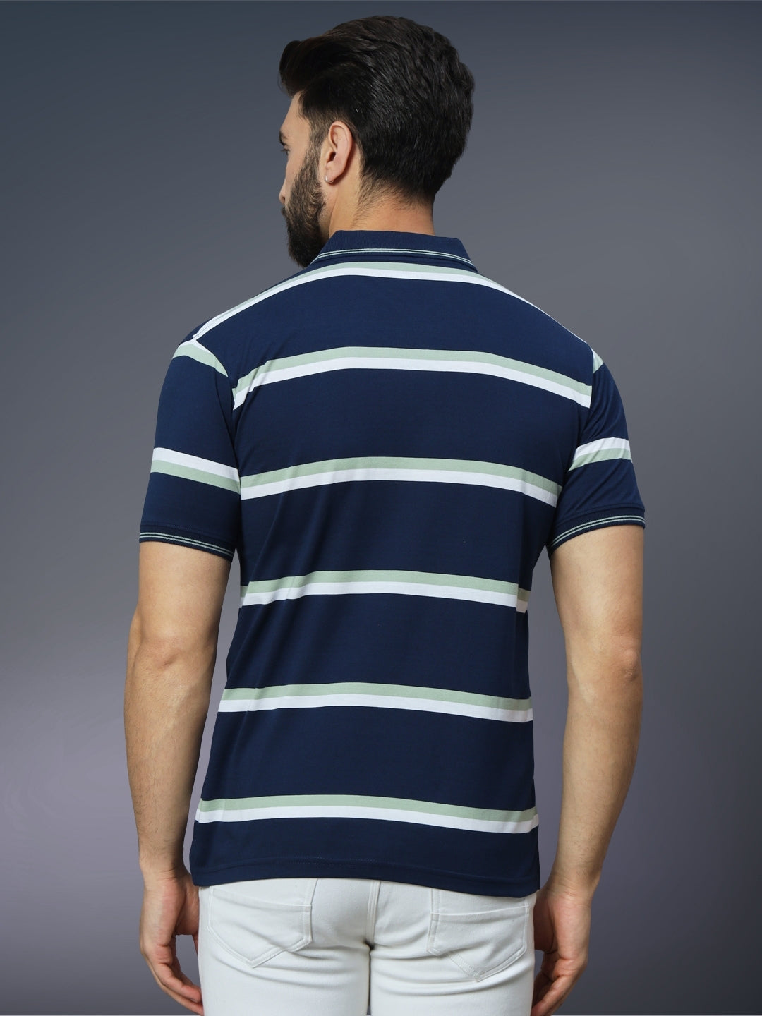 Men Striped Polo