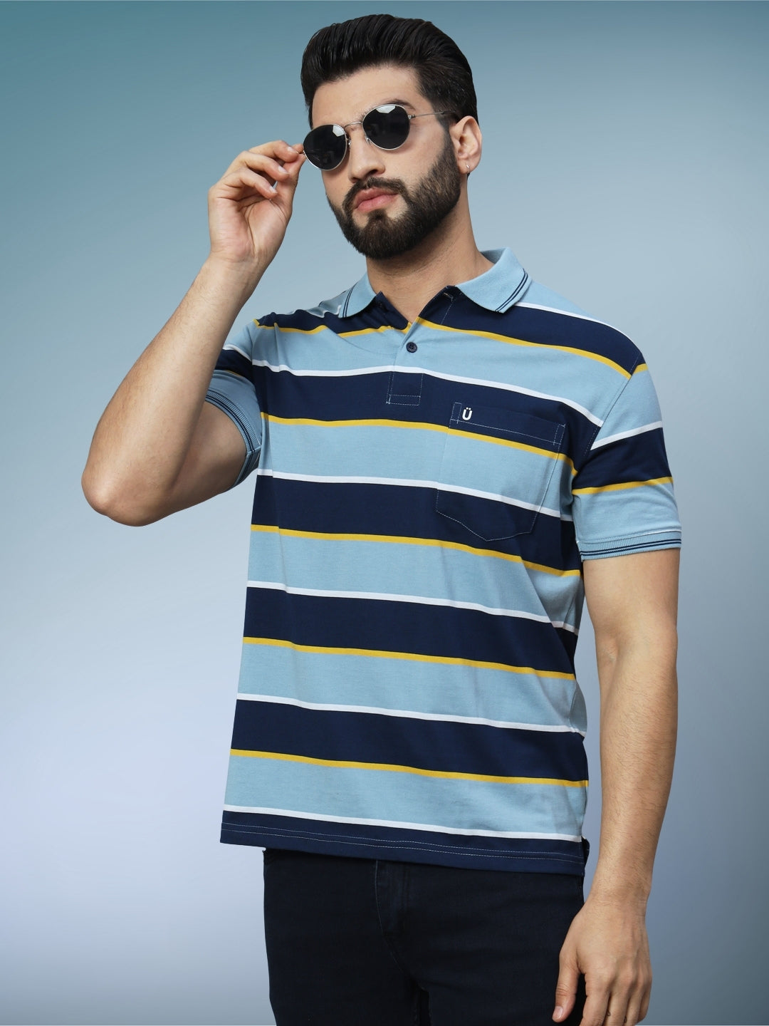 Men Striped Polo