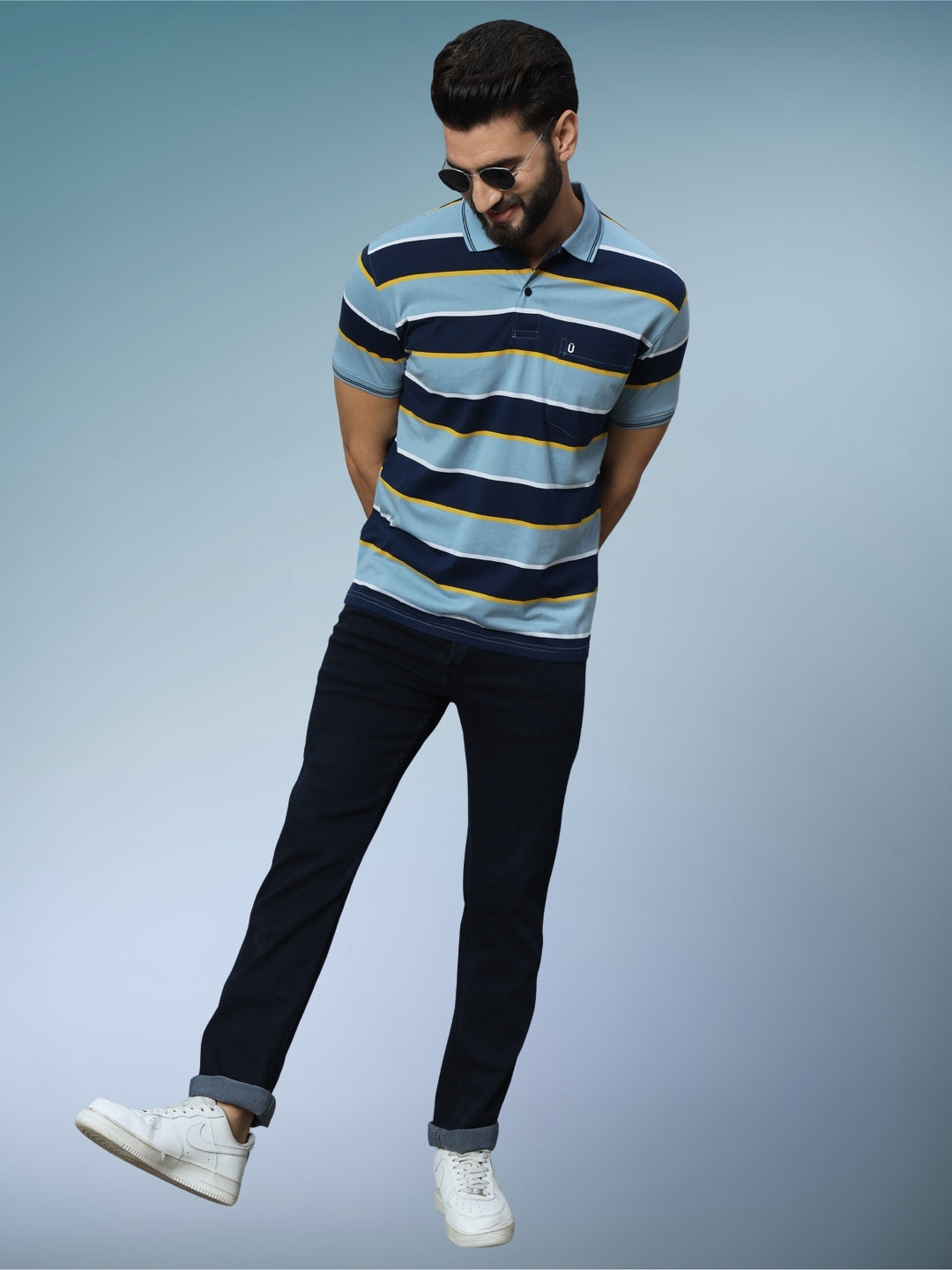 Men Striped Polo