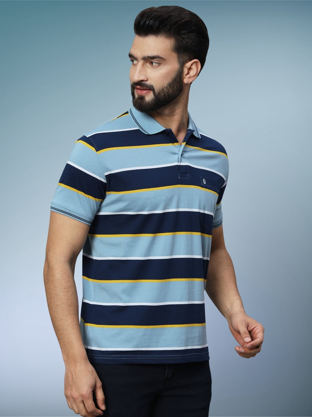 Men Striped Polo