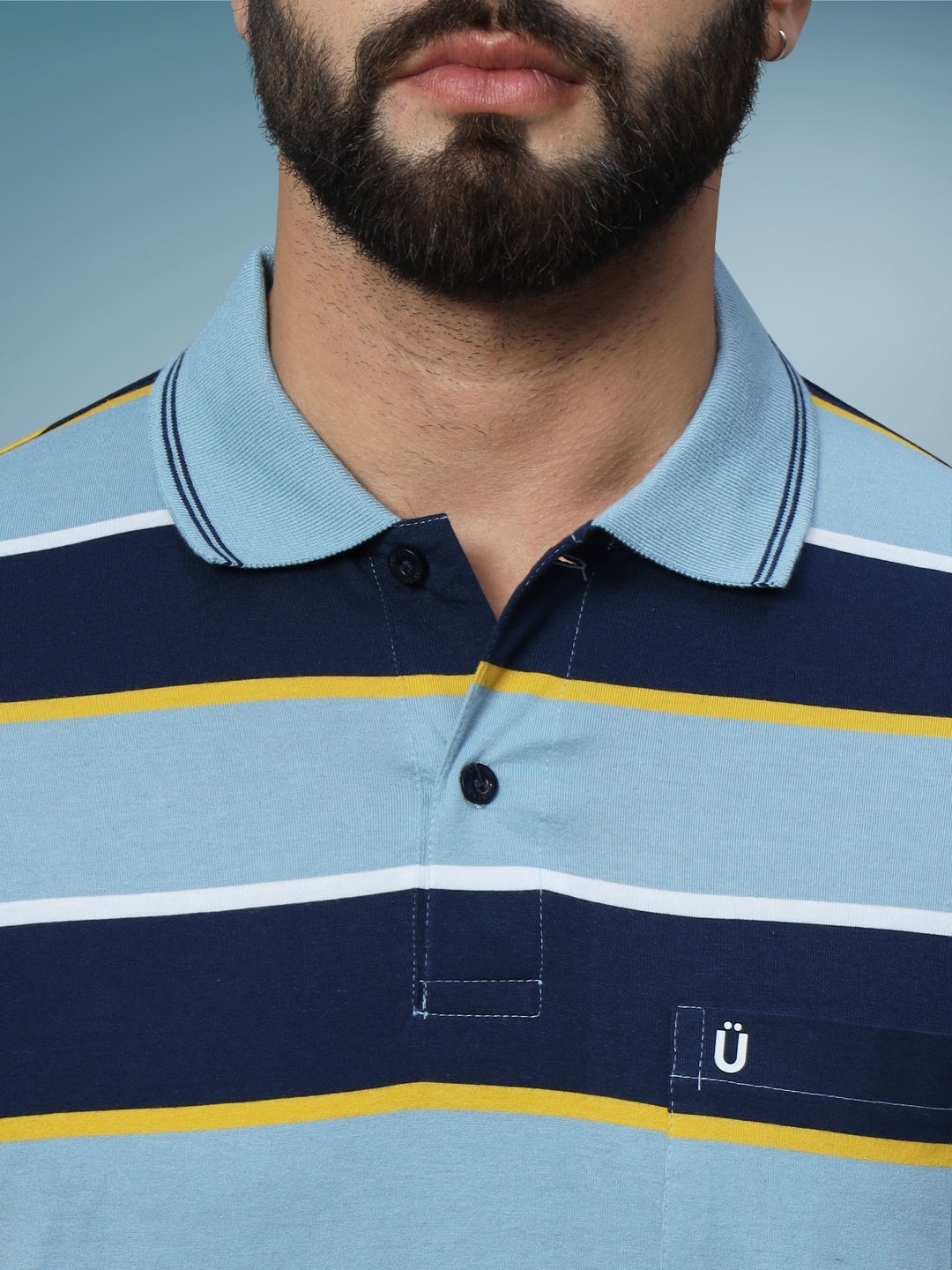 Men Striped Polo