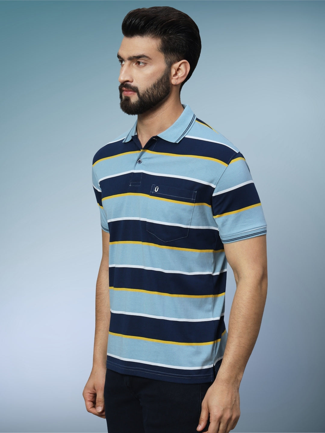 Men Striped Polo
