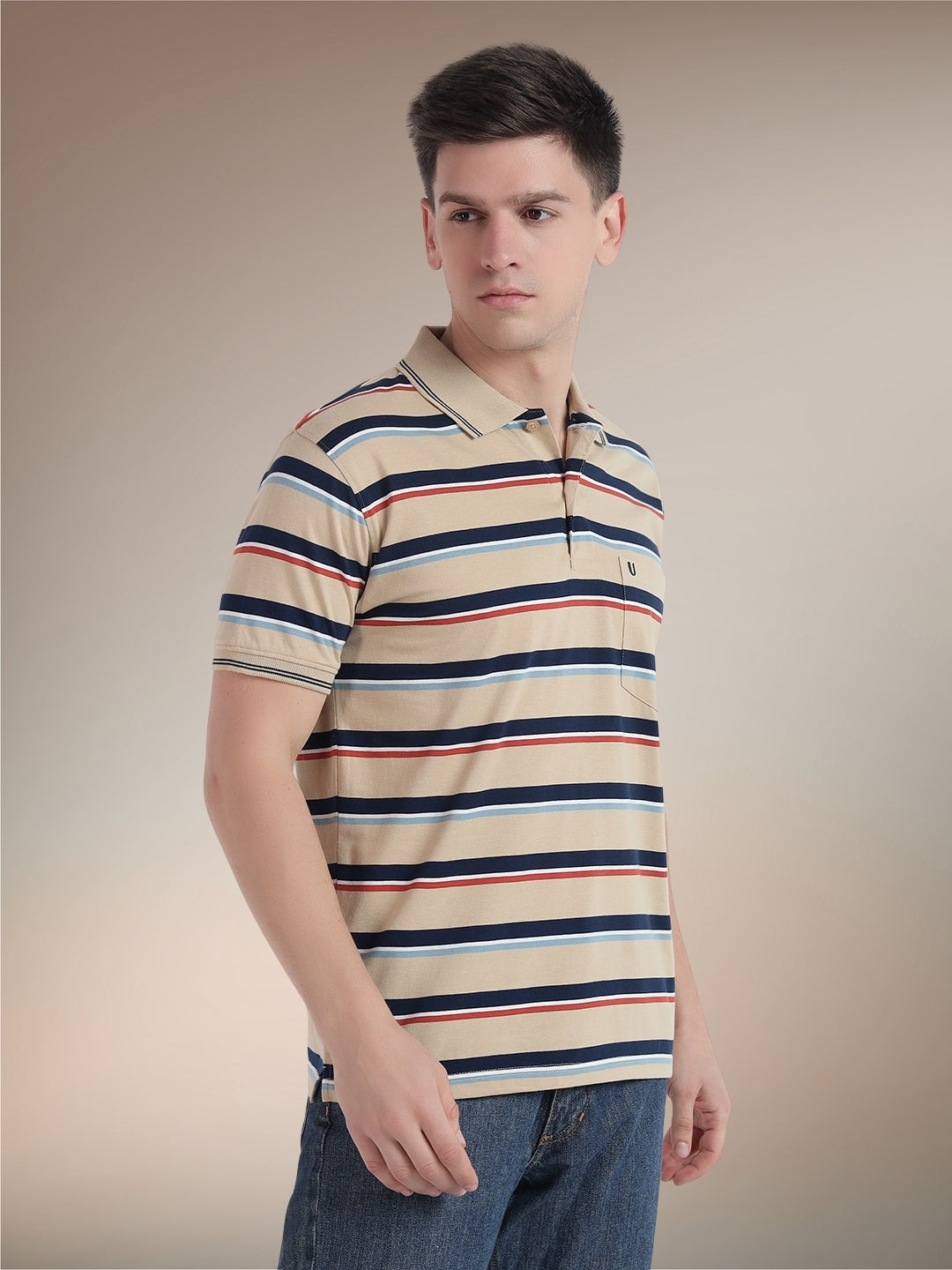 Men Striped Polo