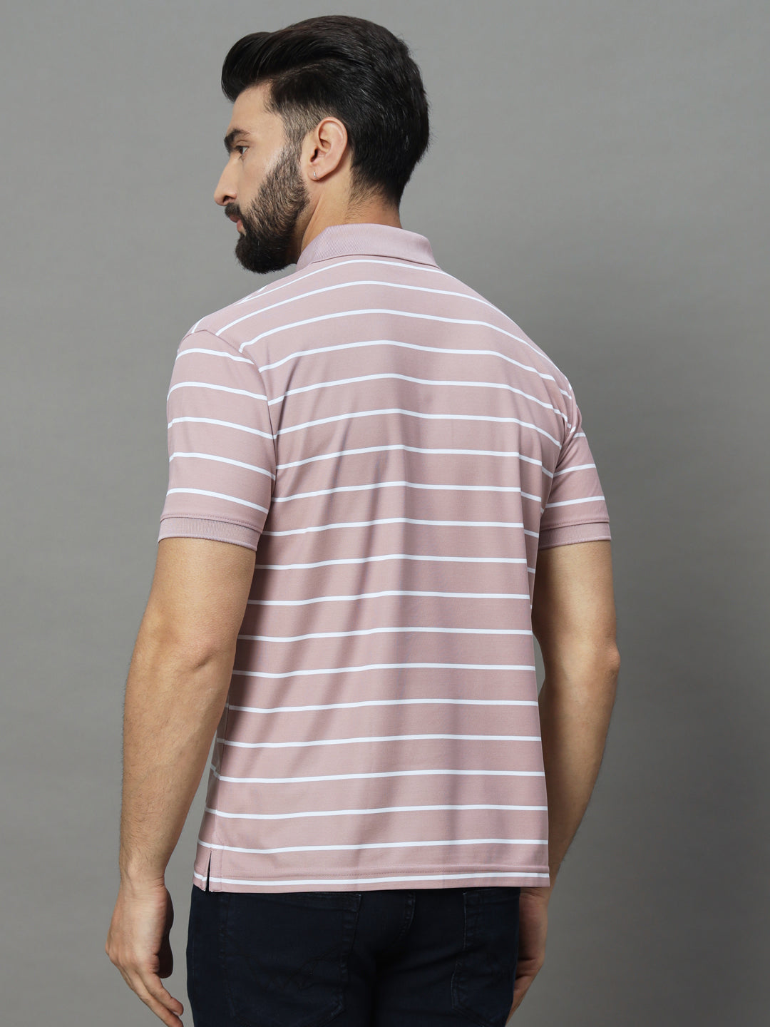 Men Activewear Striped Polo