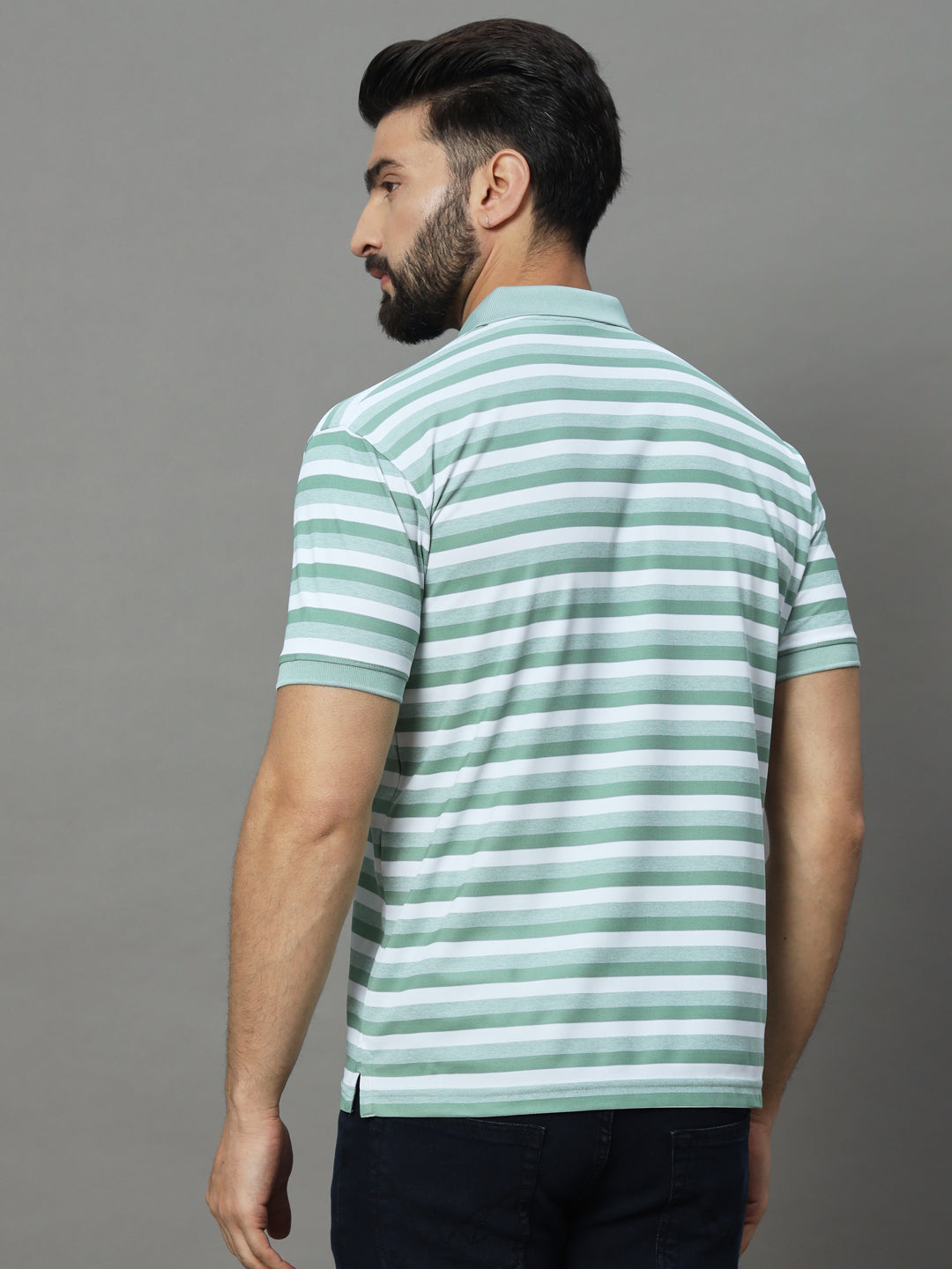 Men Activewear Striped Polo