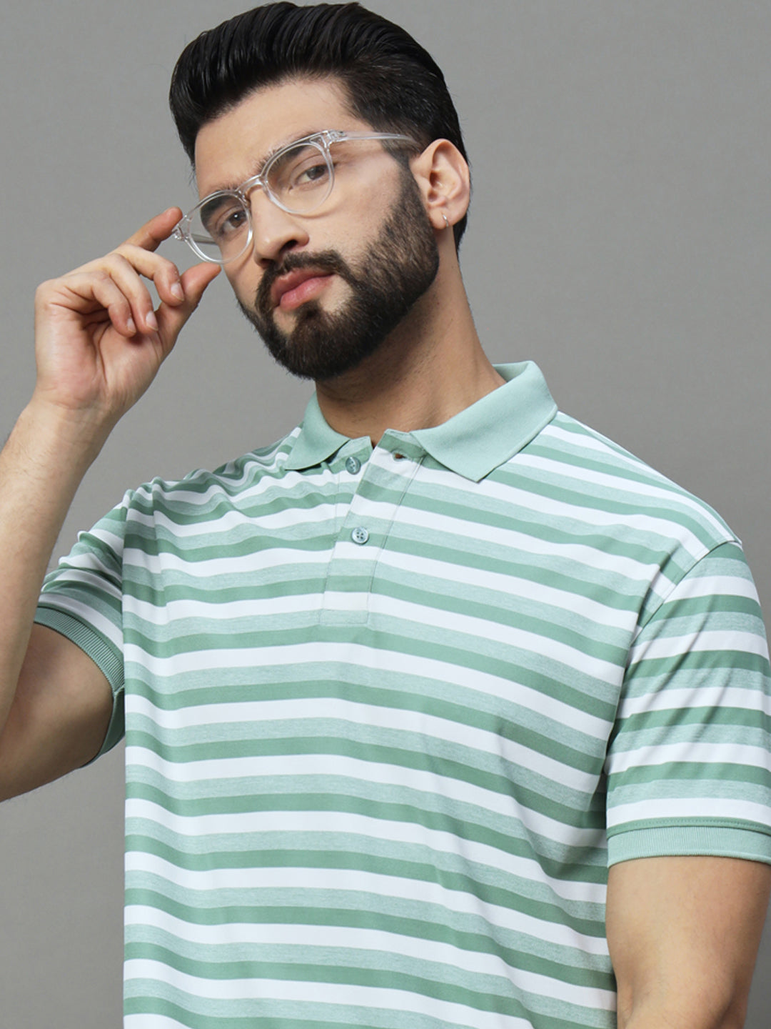 Men Activewear Striped Polo