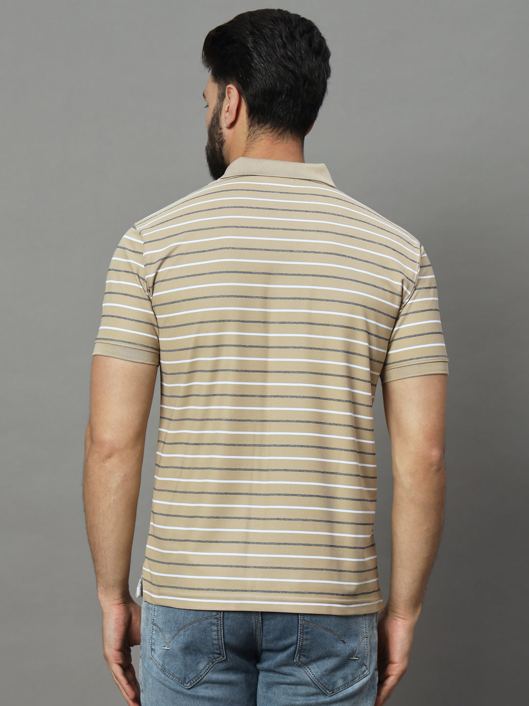 Men Activewear Striped Polo