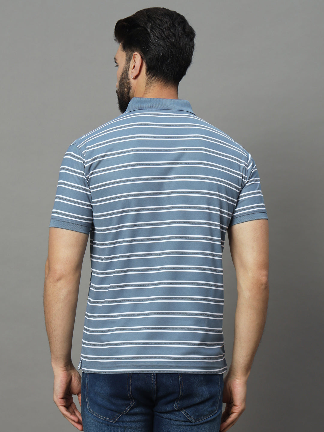 Men Activewear Striped Polo