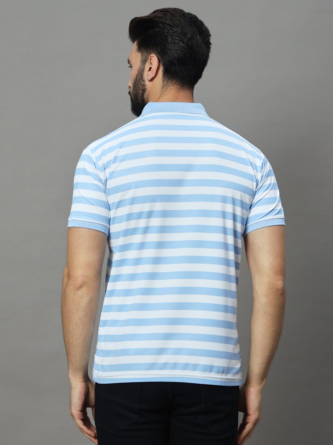 Men Activewear Striped Polo