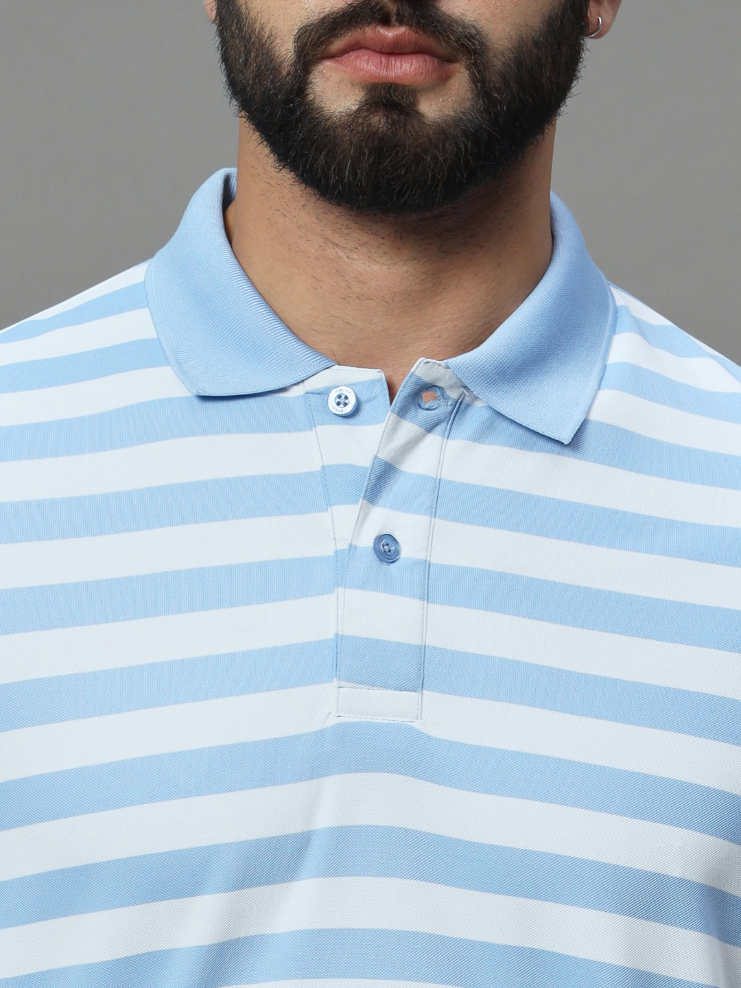 Men Activewear Striped Polo