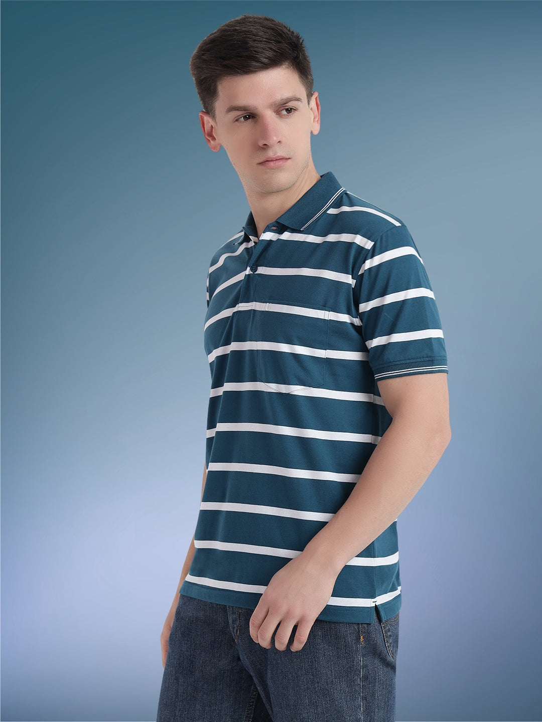 Men Striped Polo