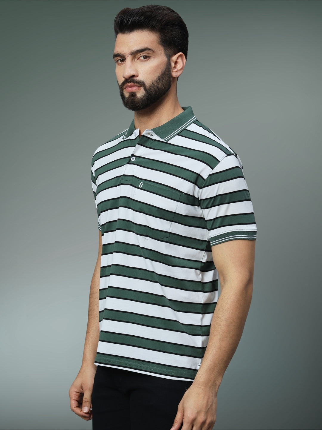 Men Striped Polo