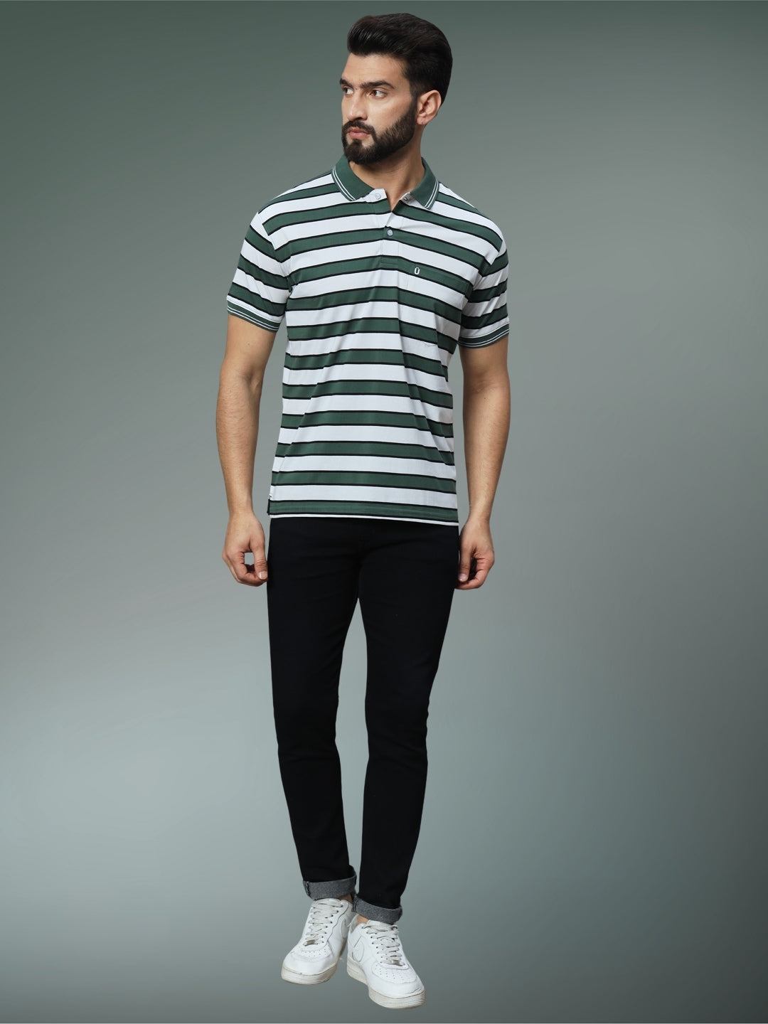 Men Striped Polo