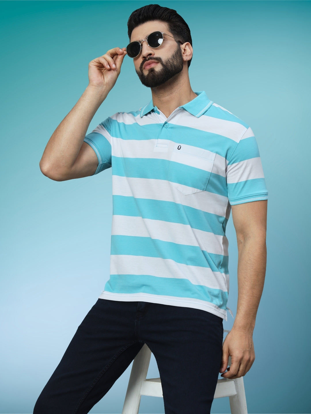 Men Striped Polo