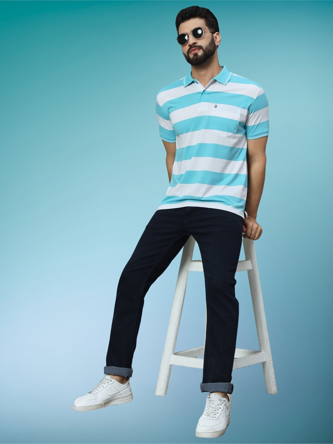 Men Striped Polo