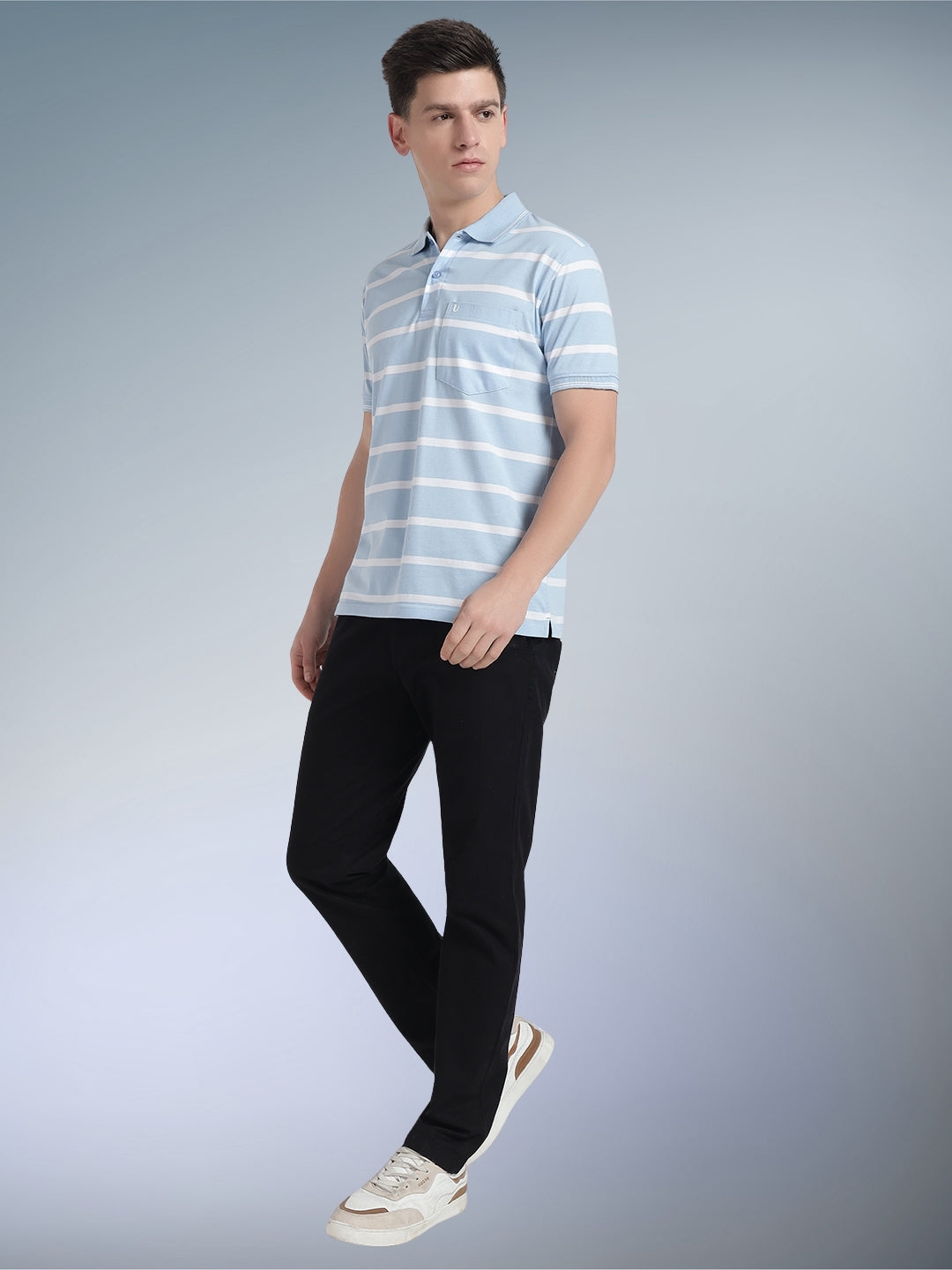 Men Striped Polo