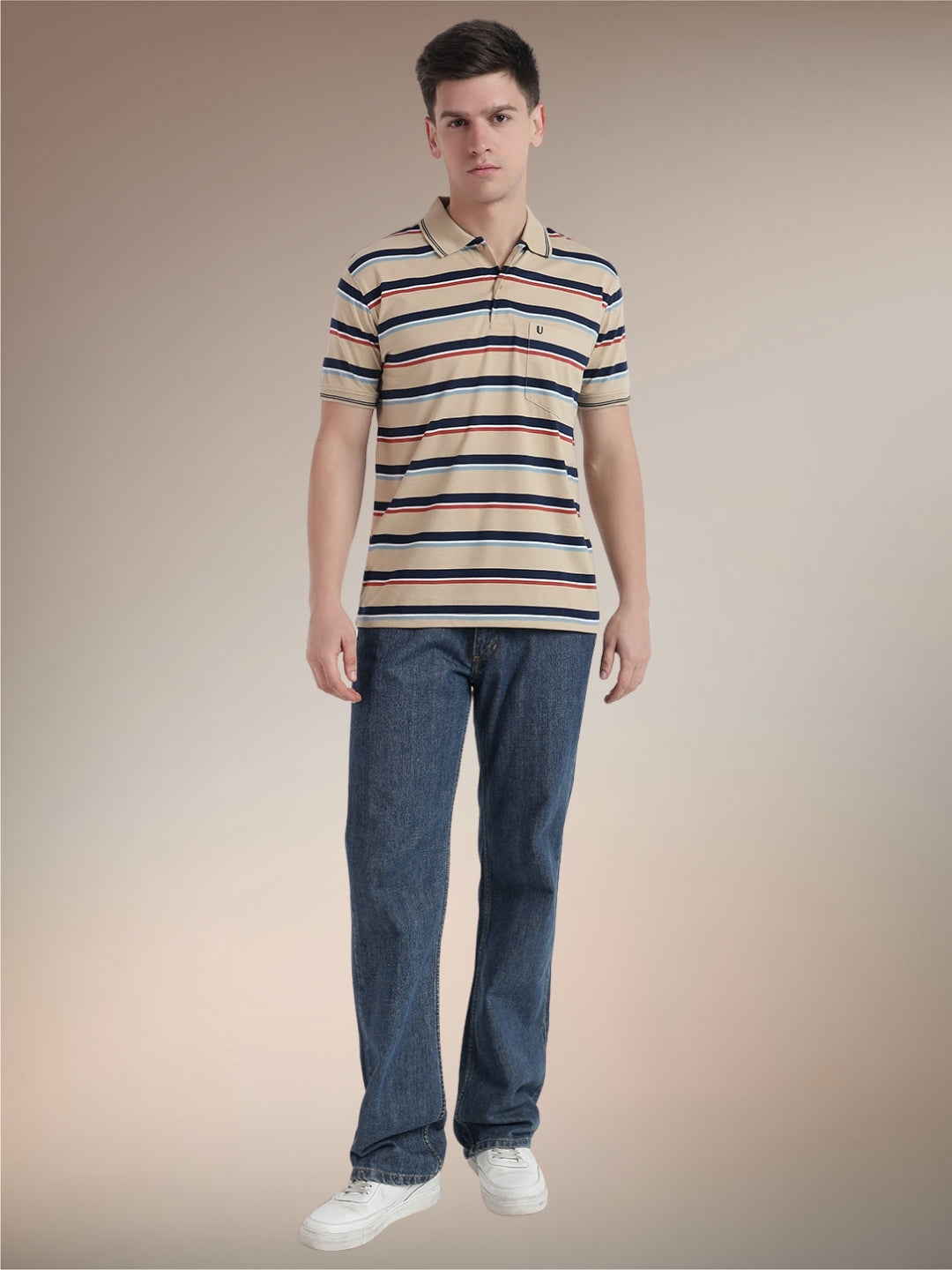 Men Striped Polo