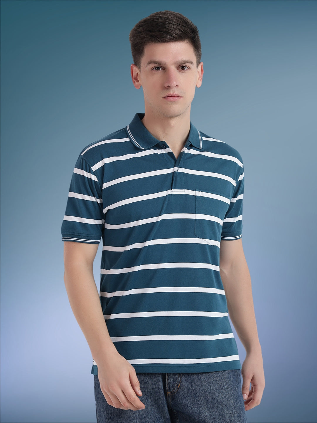 Men Striped Polo