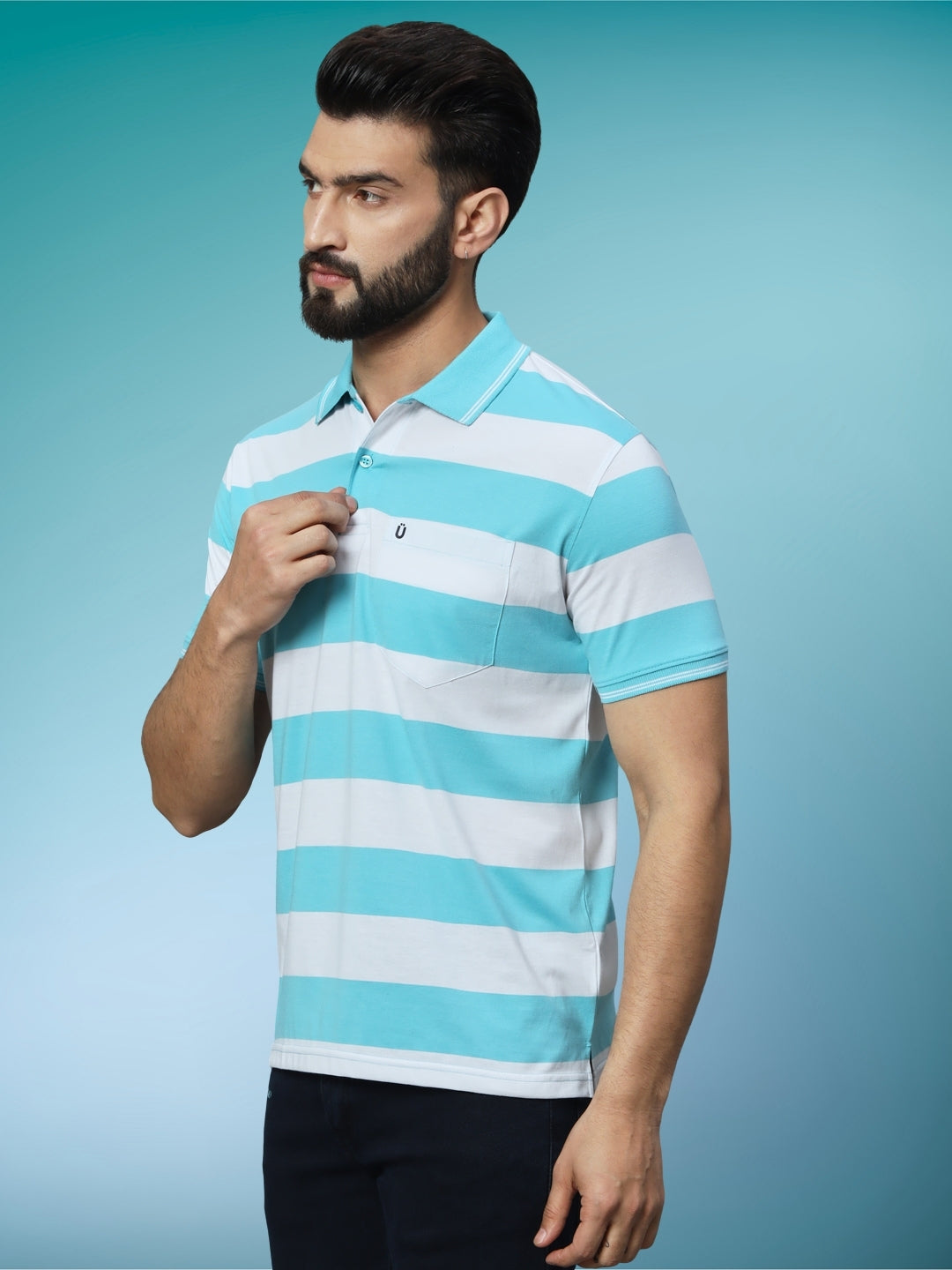 Men Striped Polo