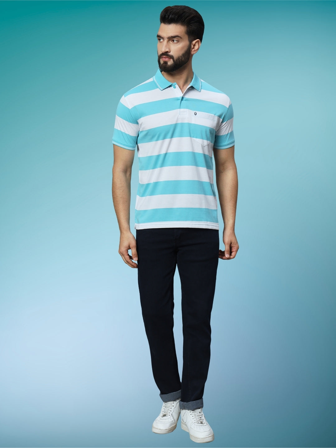 Men Striped Polo