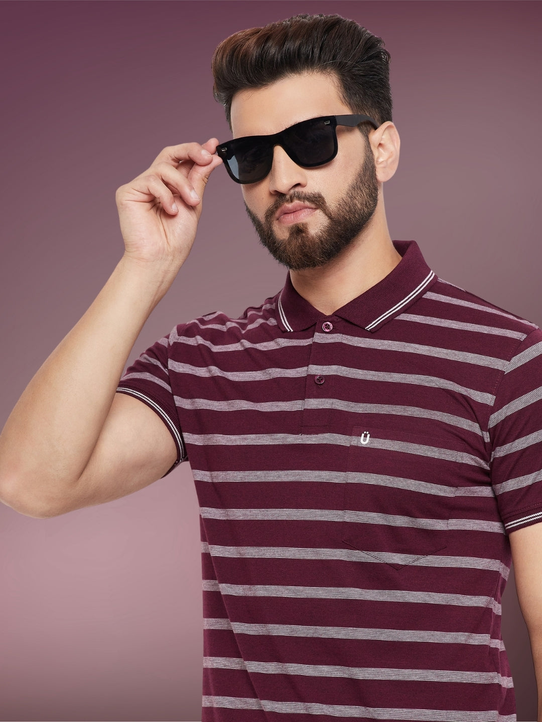Men Striped Polo