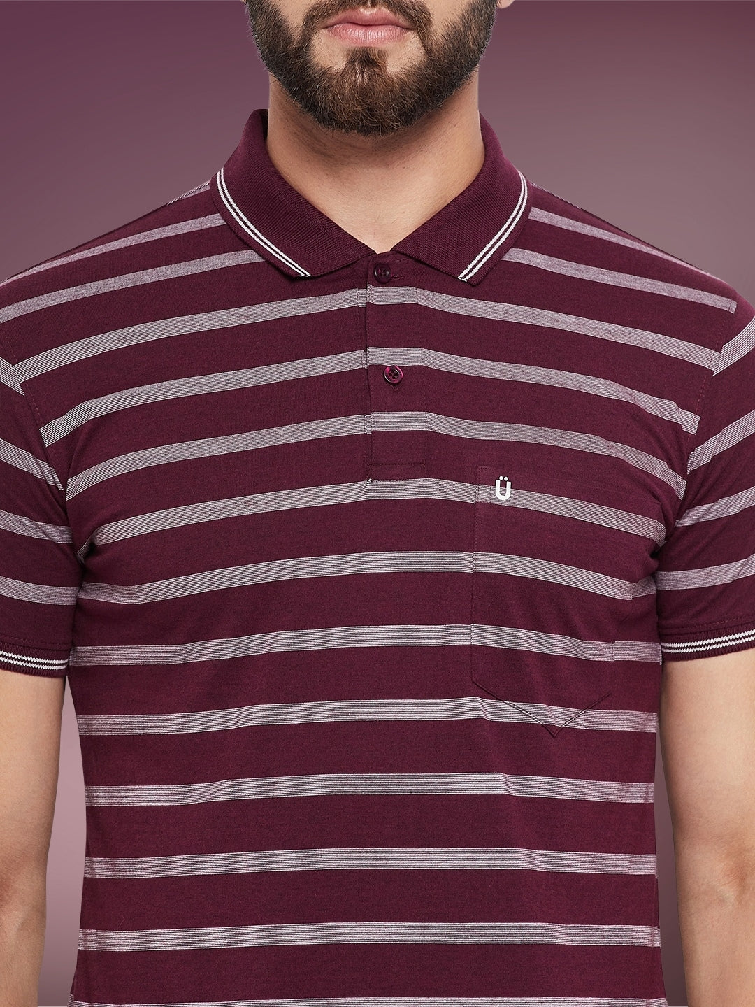 Men Striped Polo