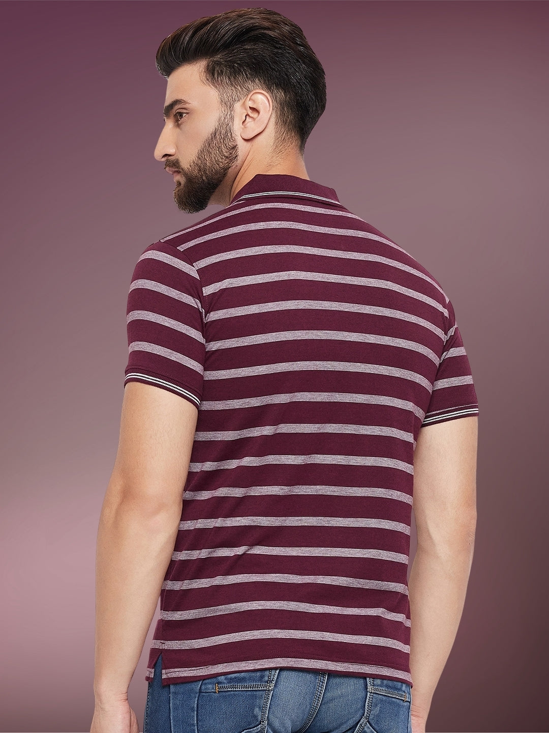 Men Striped Polo