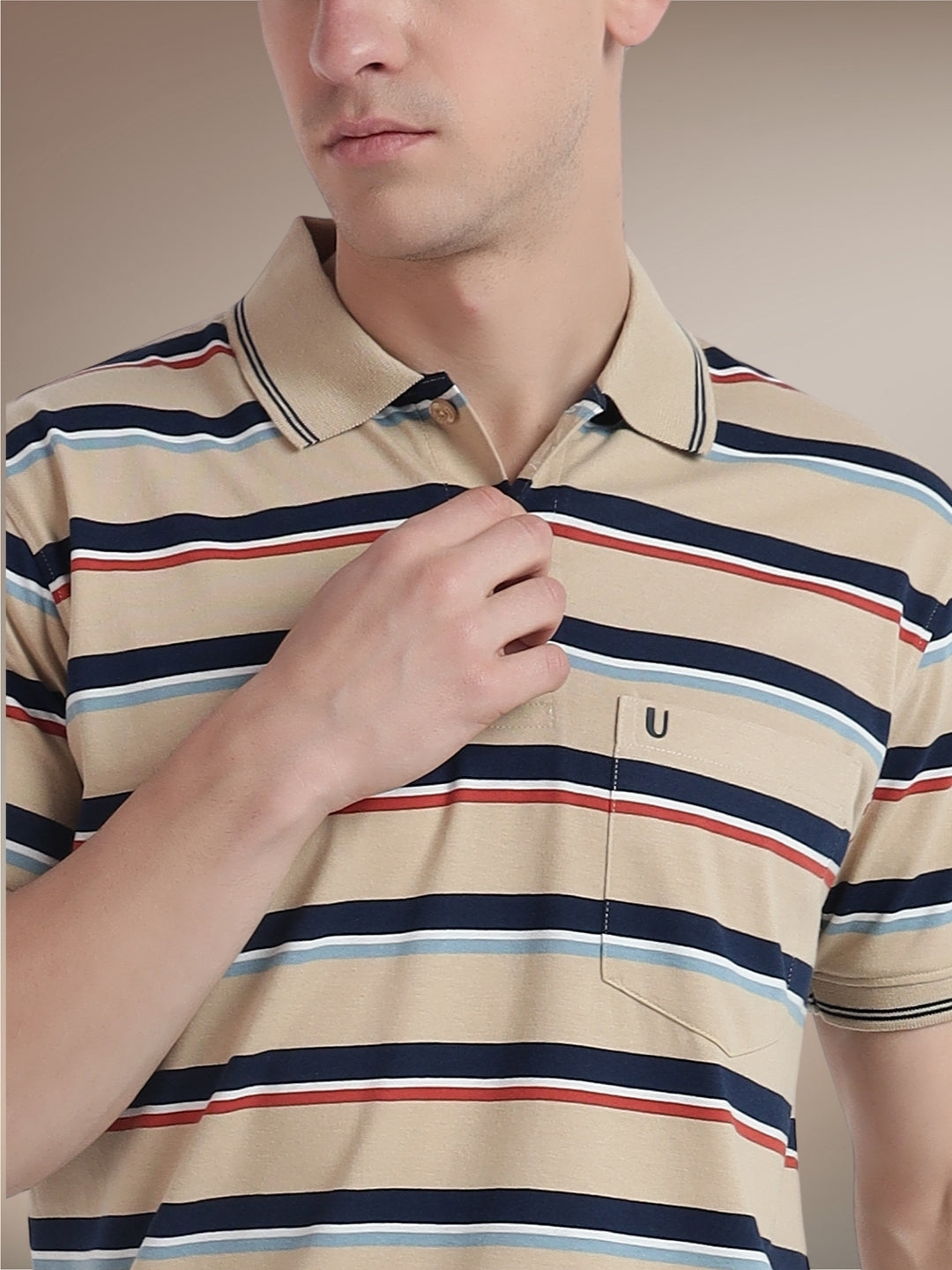 Men Striped Polo