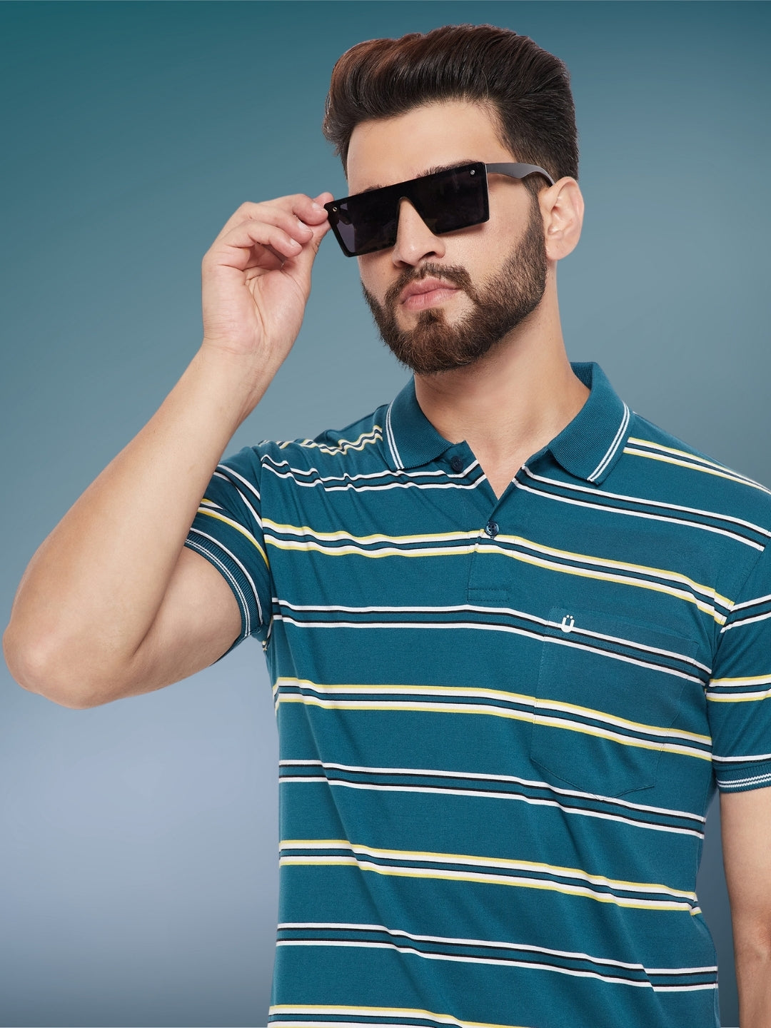 Men Striped Polo