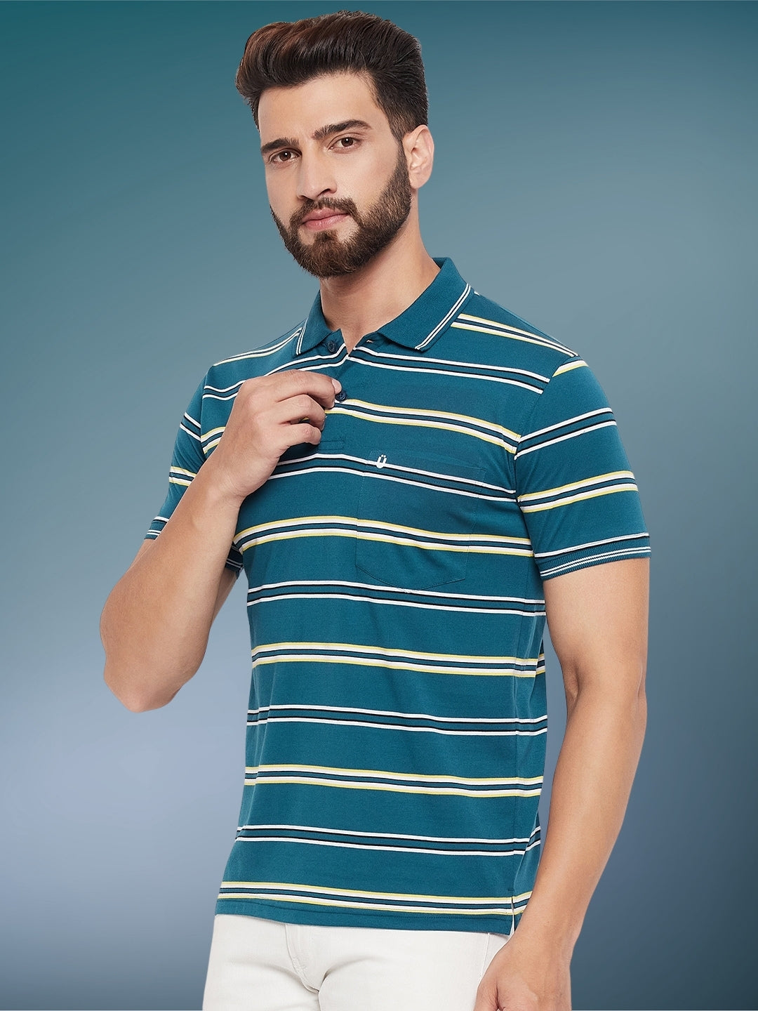 Men Striped Polo