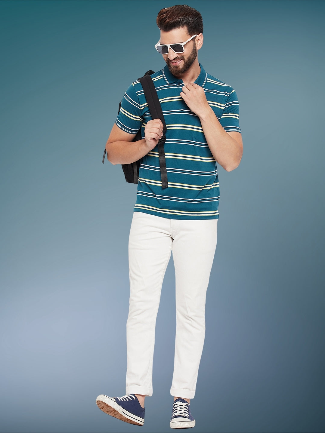 Men Striped Polo
