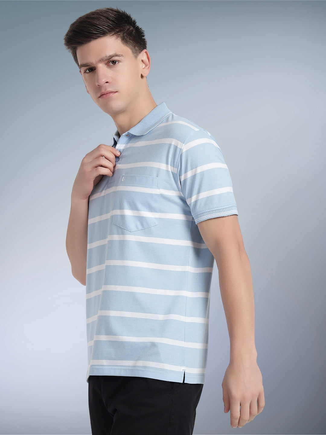 Men Striped Polo