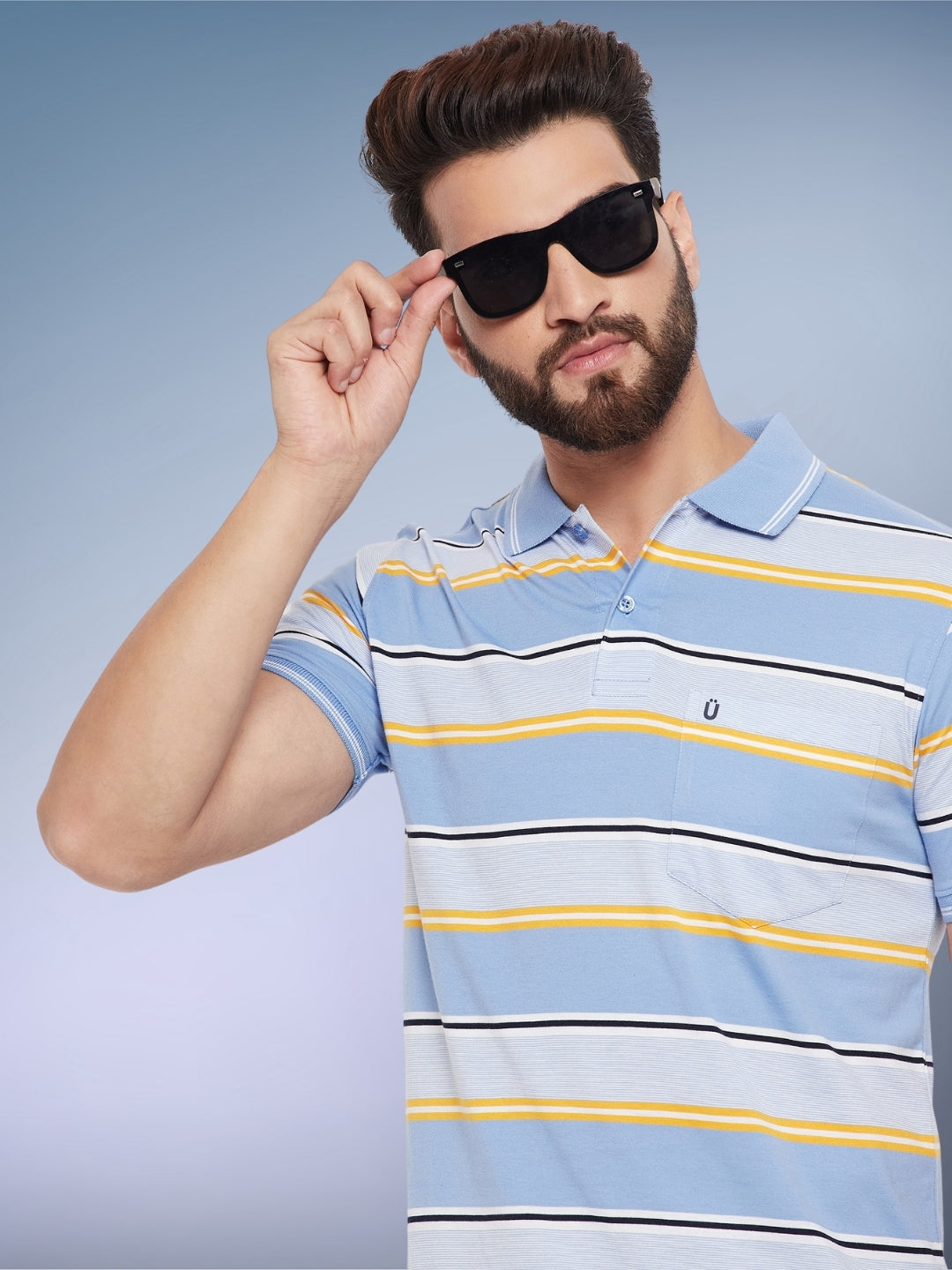 Men Striped Polo