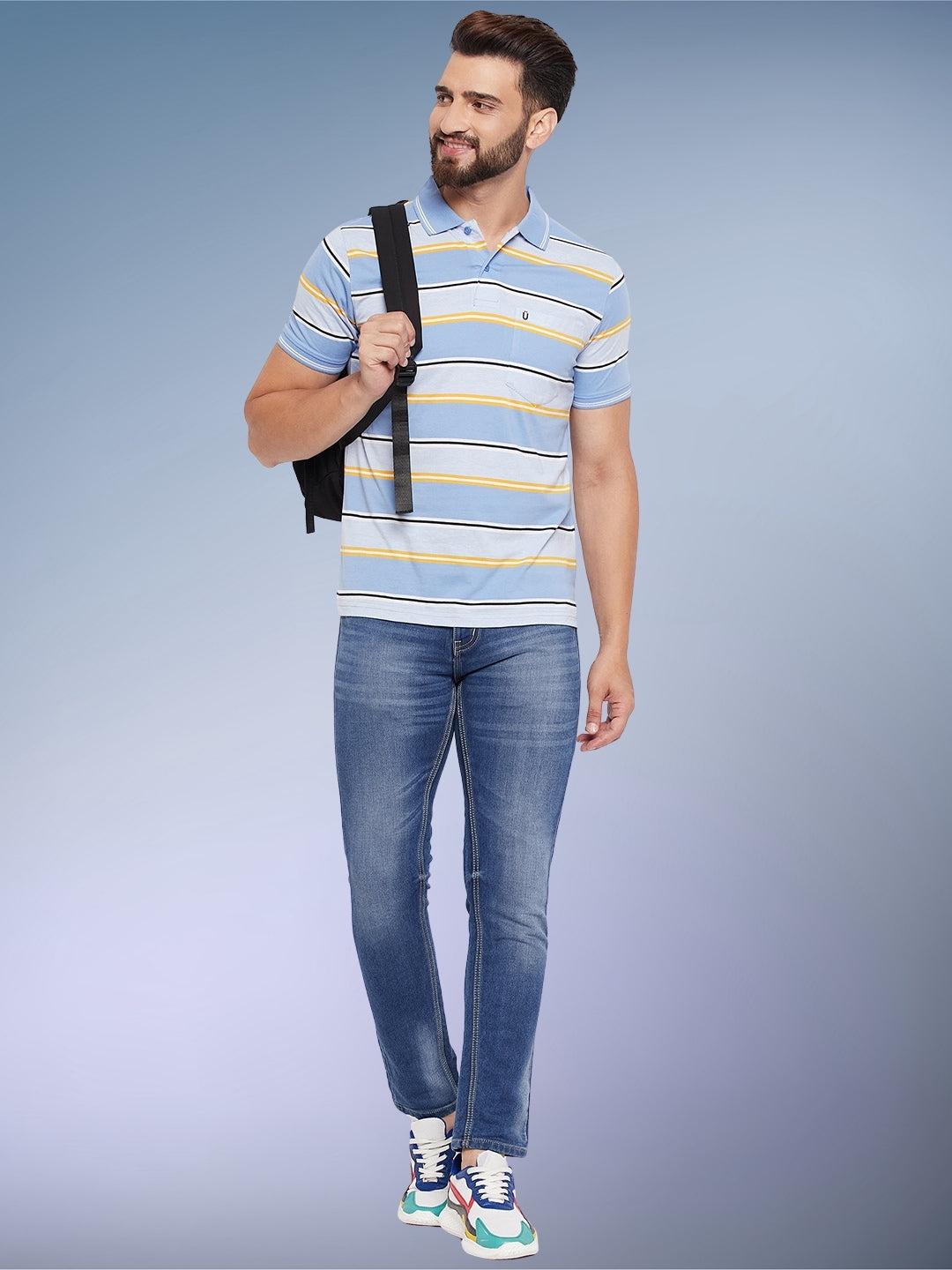 Men Striped Polo