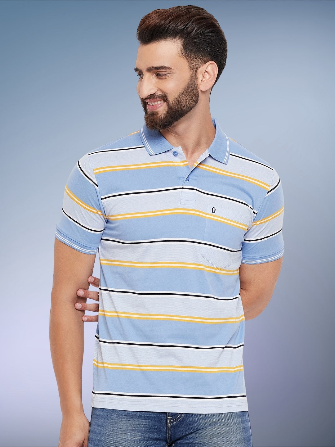 Men Striped Polo