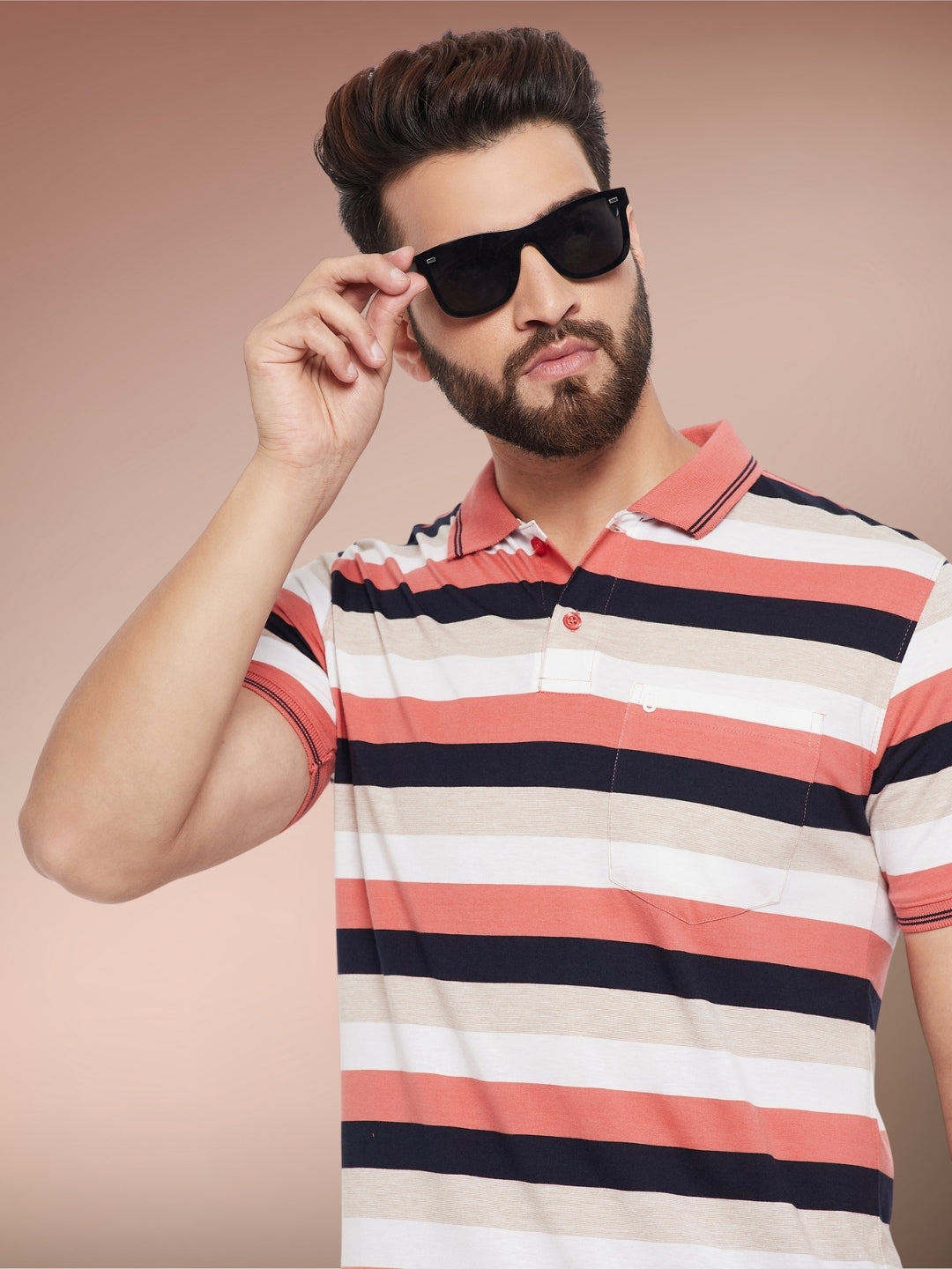 Men Striped Polo