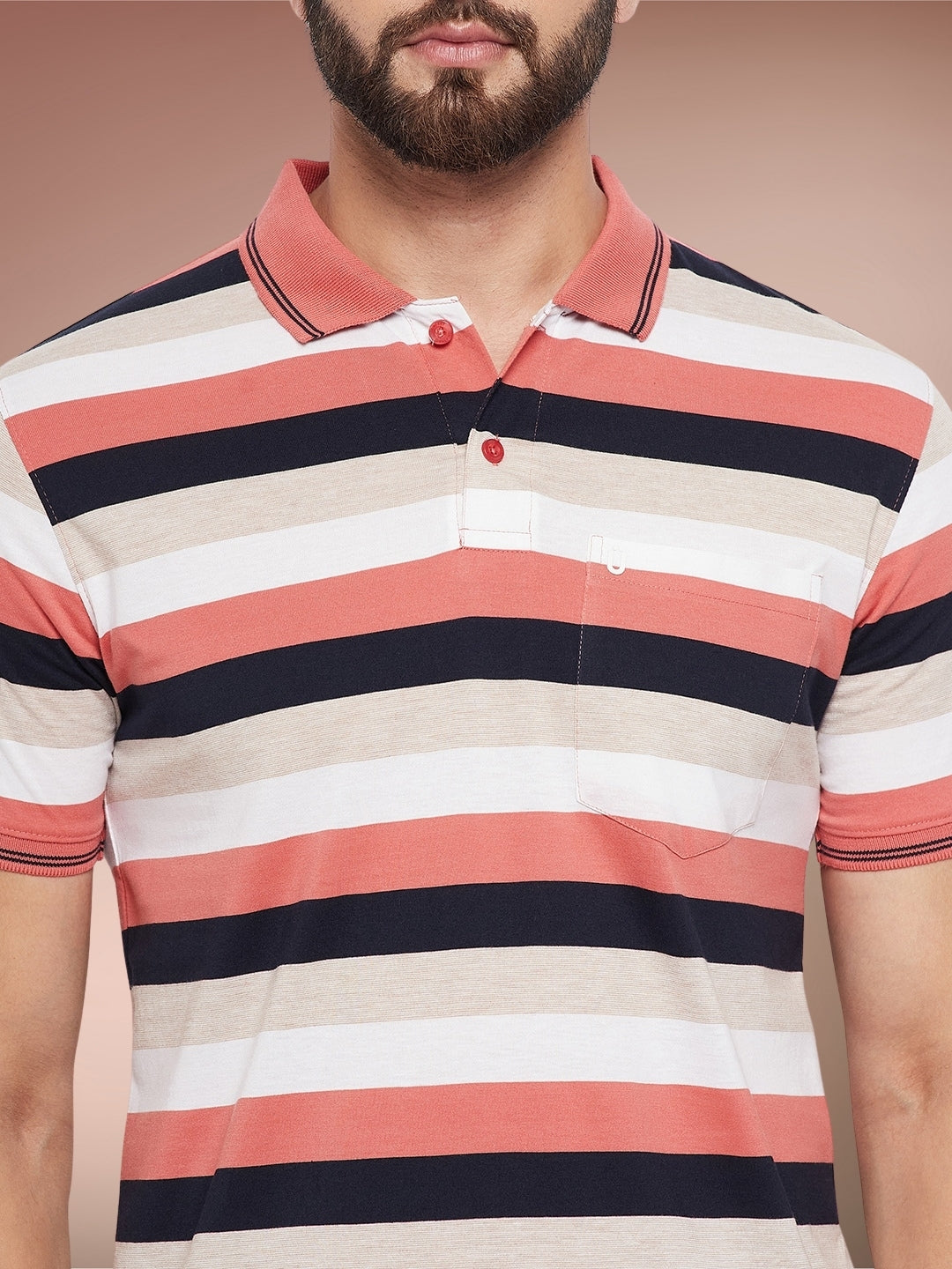 Men Striped Polo