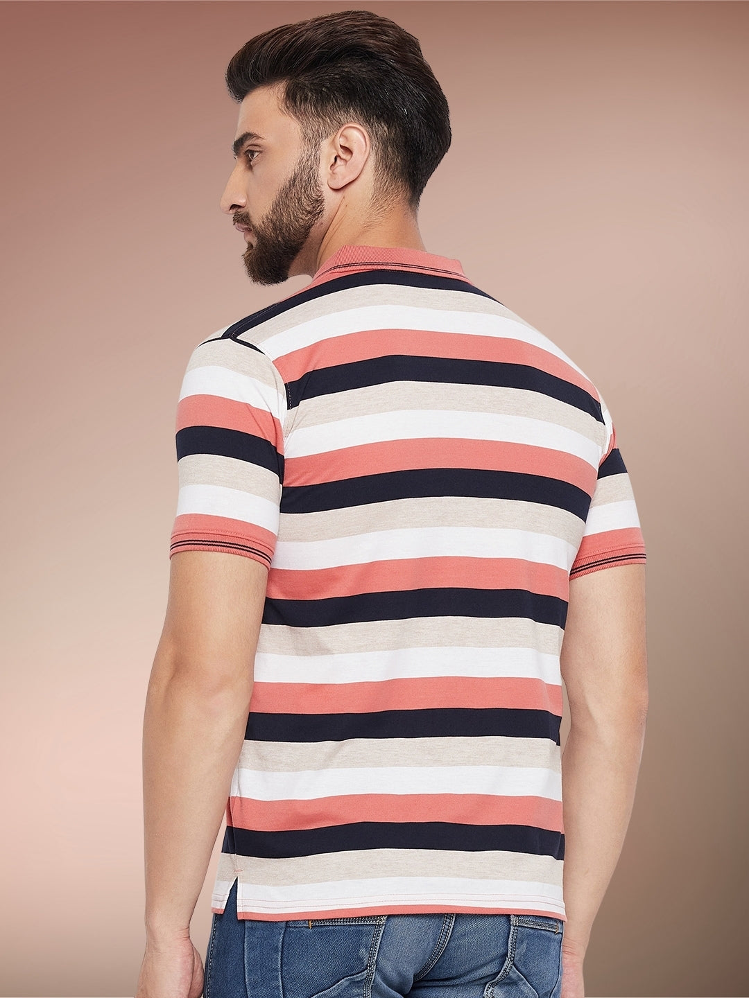 Men Striped Polo