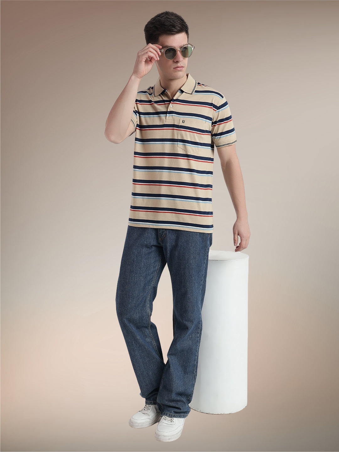 Men Striped Polo