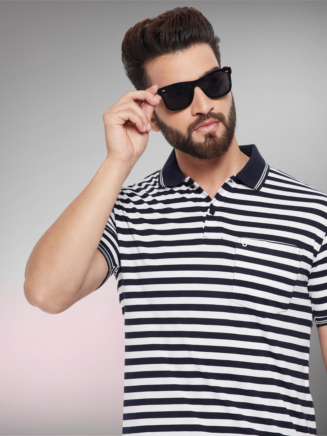 Men Striped Polo