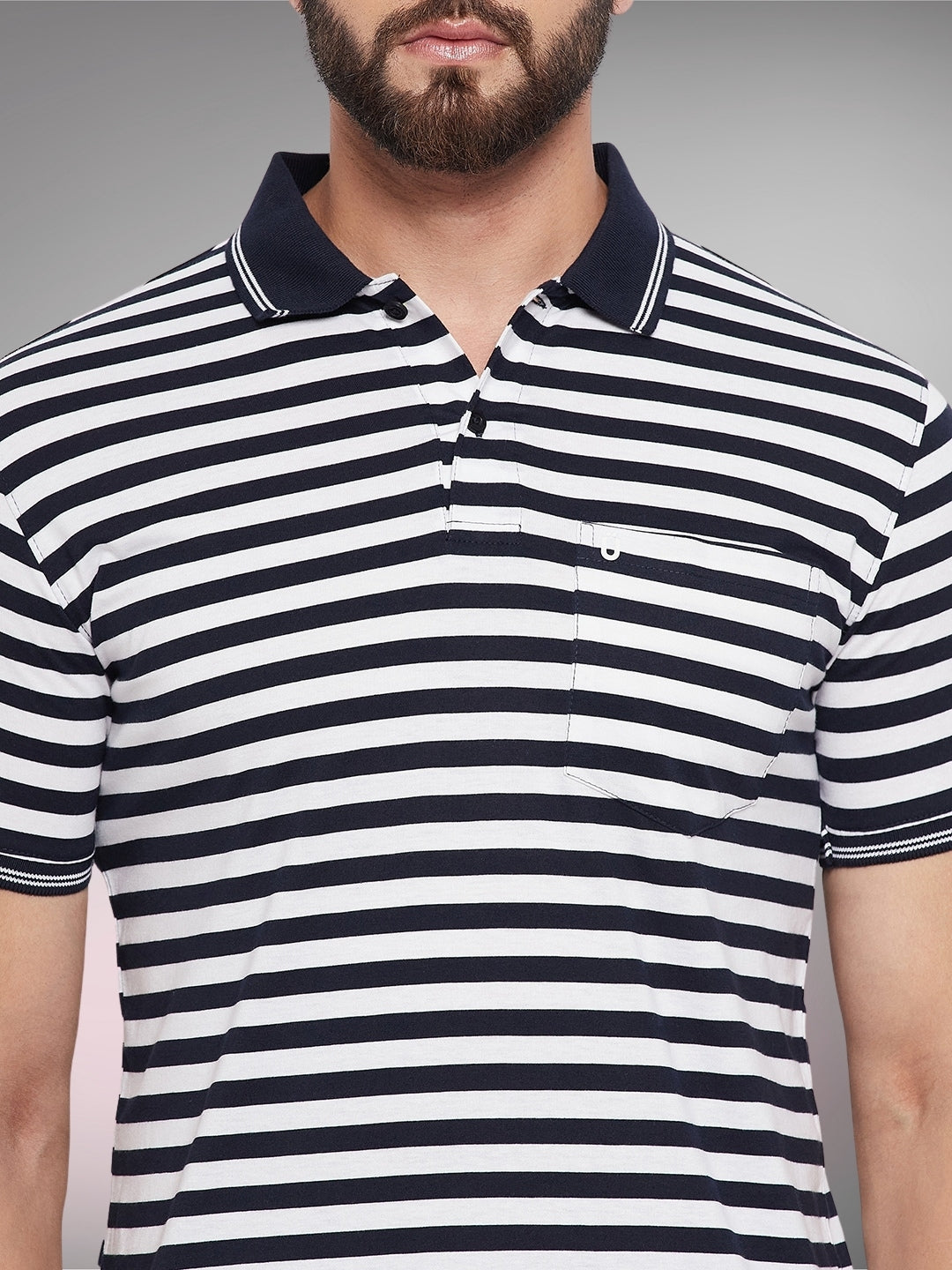 Men Striped Polo