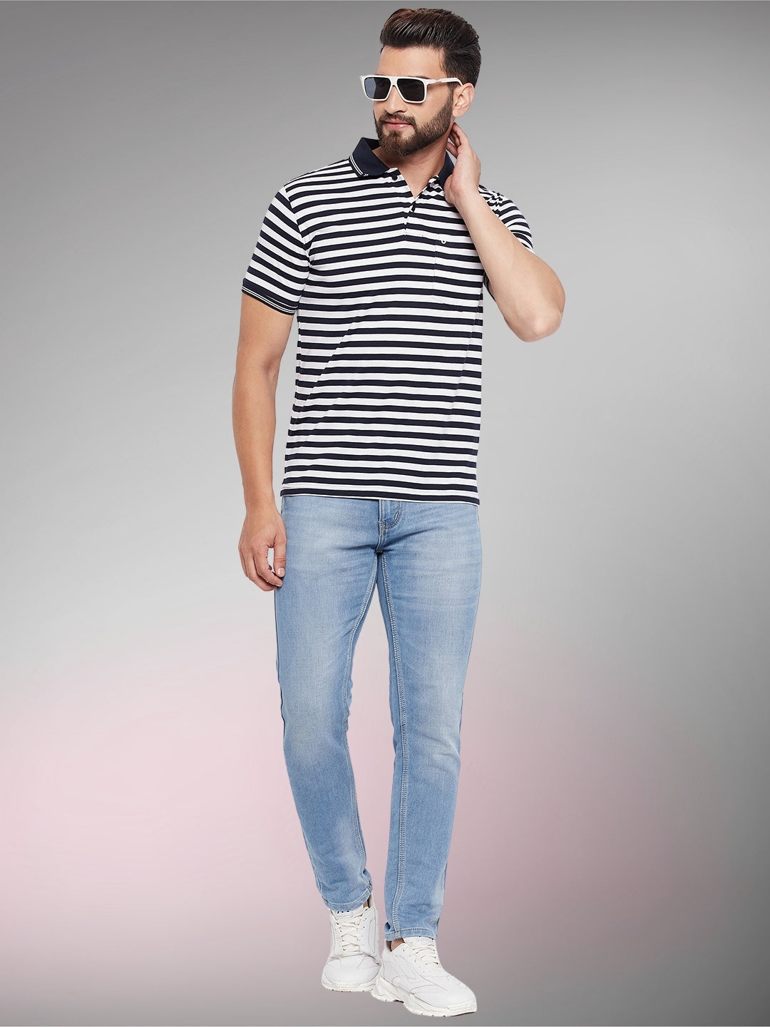 Men Striped Polo