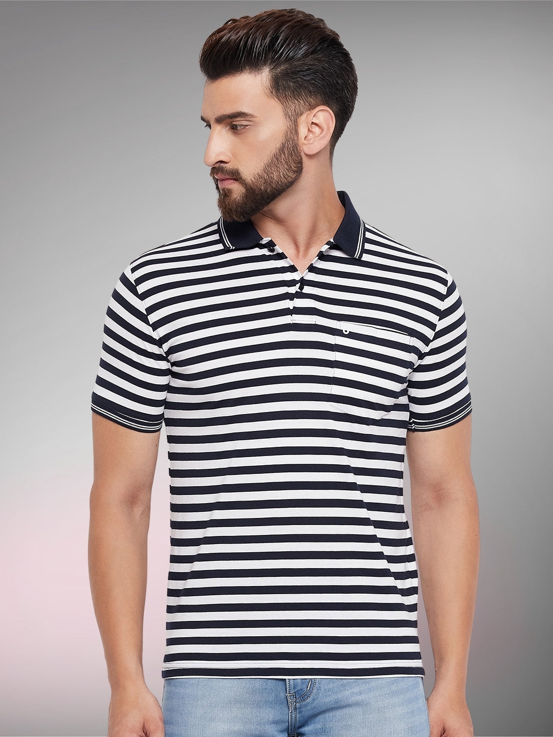 Men Striped Polo