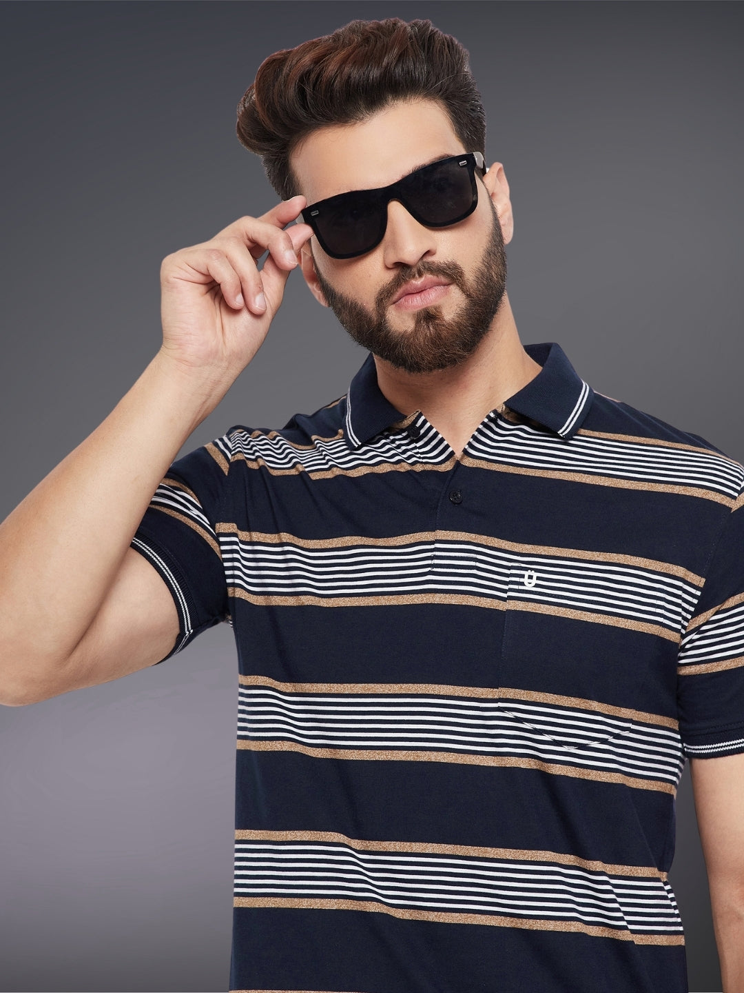 Men Striped Polo