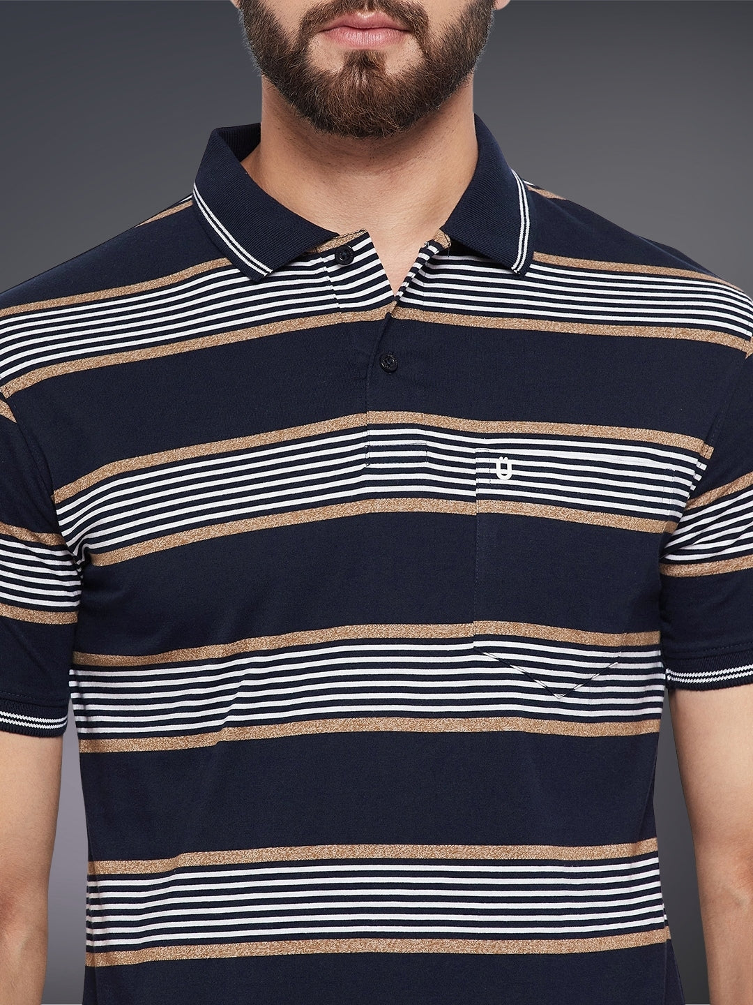 Men Striped Polo