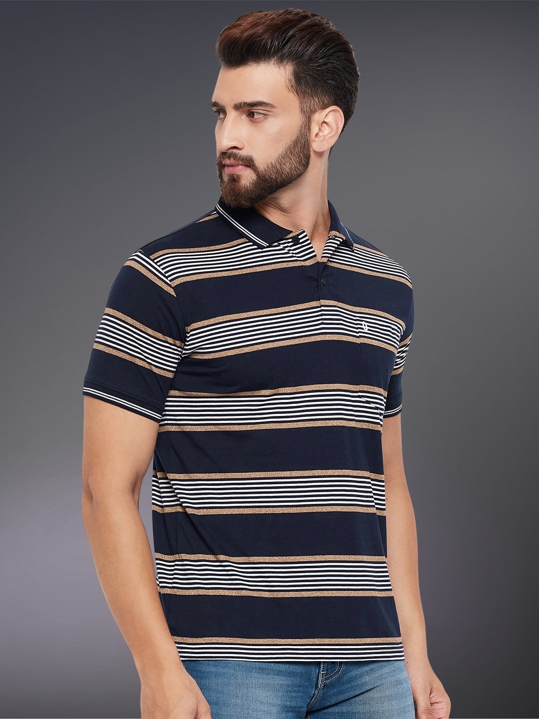 Men Striped Polo